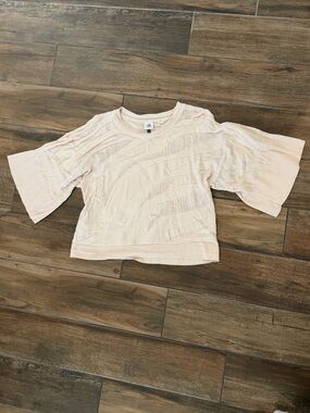 CAbi Blush Eyelet Knit Cropped Top